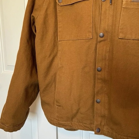 Smiths Workwear Men's Size L Canvas Duck Sherpa Jacket Brown Hooded Lined - Picture 4 of 16
